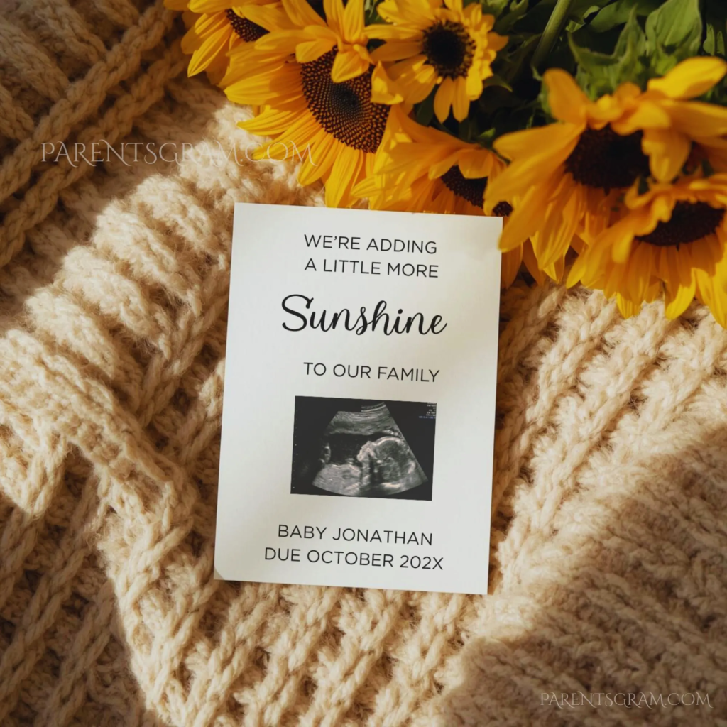 minimalist sunflower pregnancy announcement template