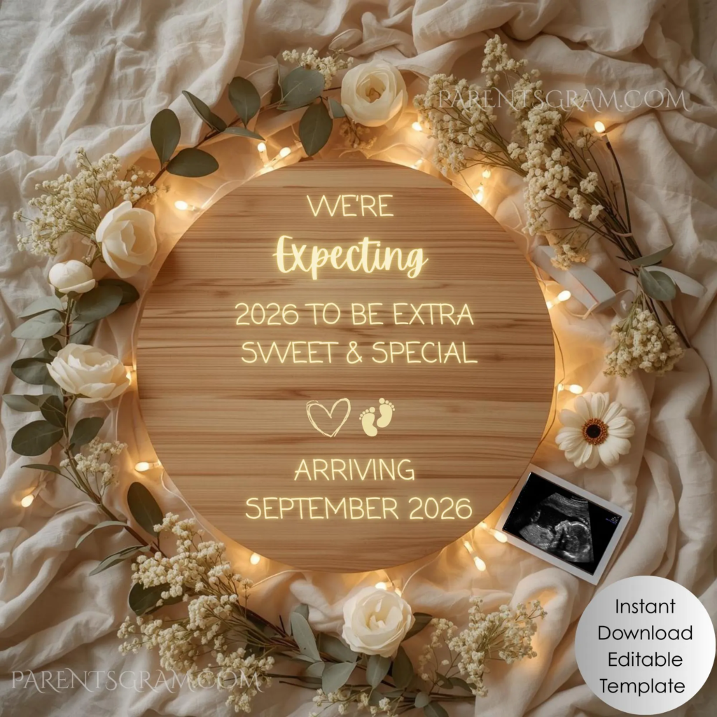 pregnancy announcement digital template editable