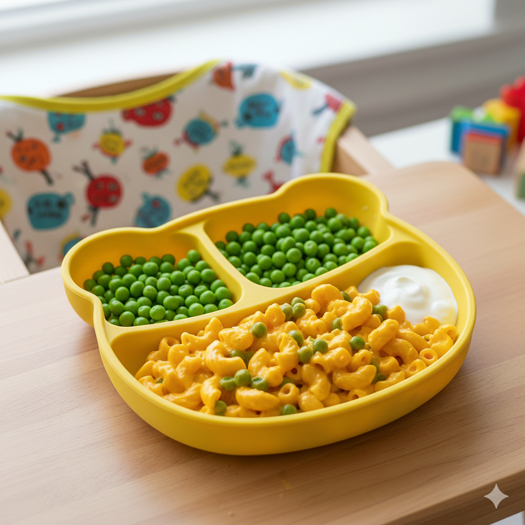 creamy mac and peas easy toddler dinner