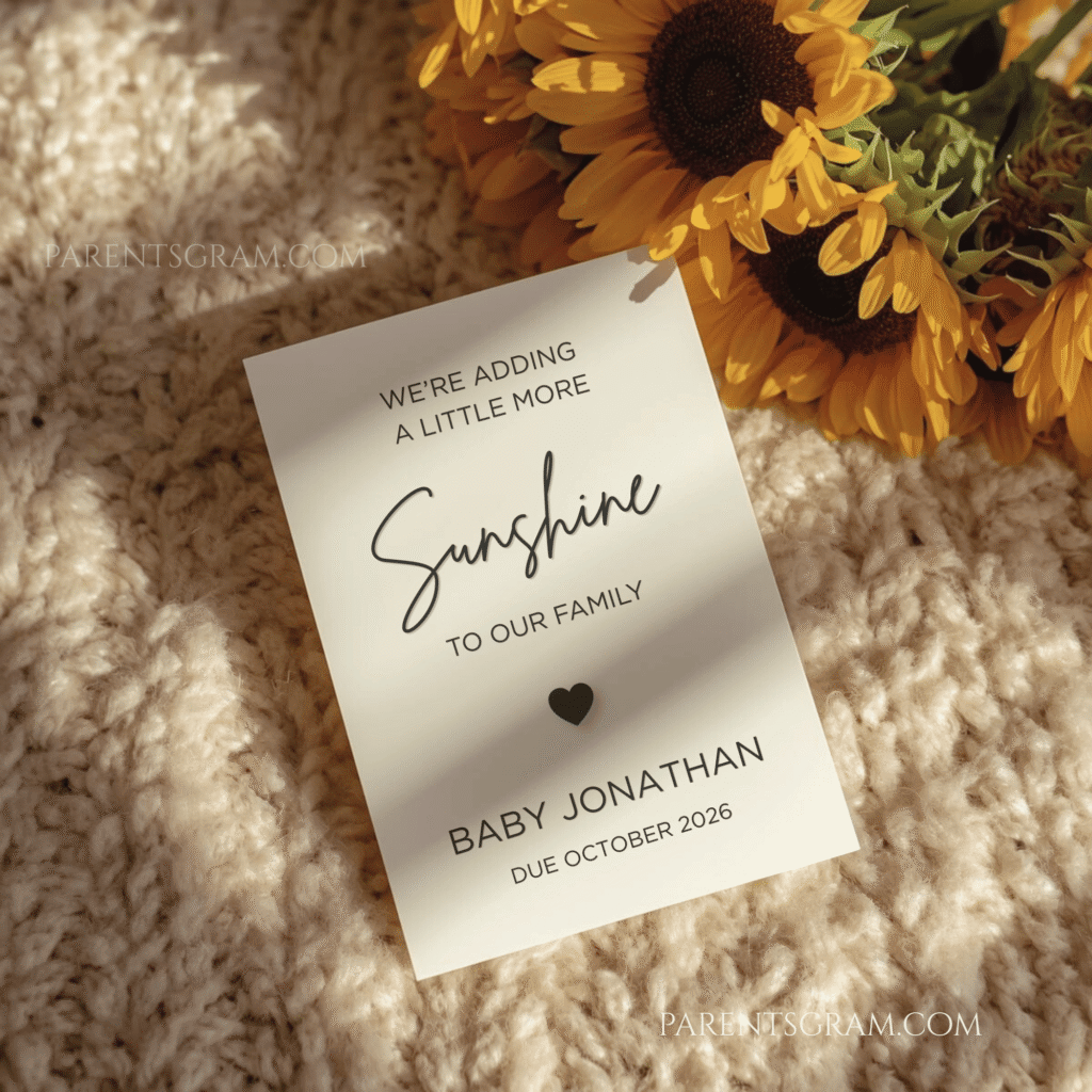 minimal sunshine pregnancy announcement digital template editable