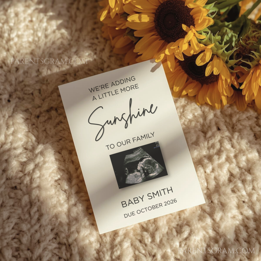 sunshine sonogram pregnancy announcement editable digital template