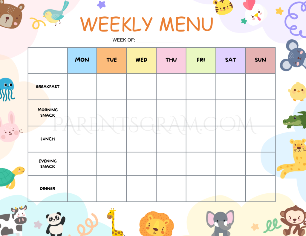 weekly toddler meal planner for busy parents
