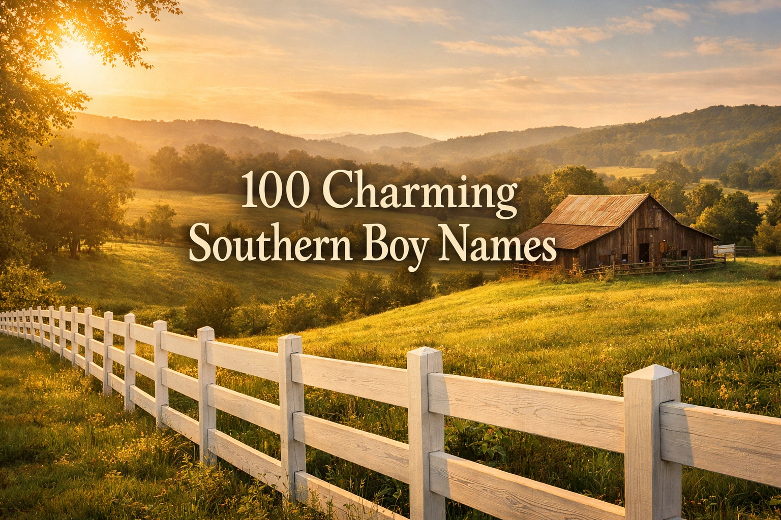 Vintage wooden sign with classic Southern boy names written in elegant script