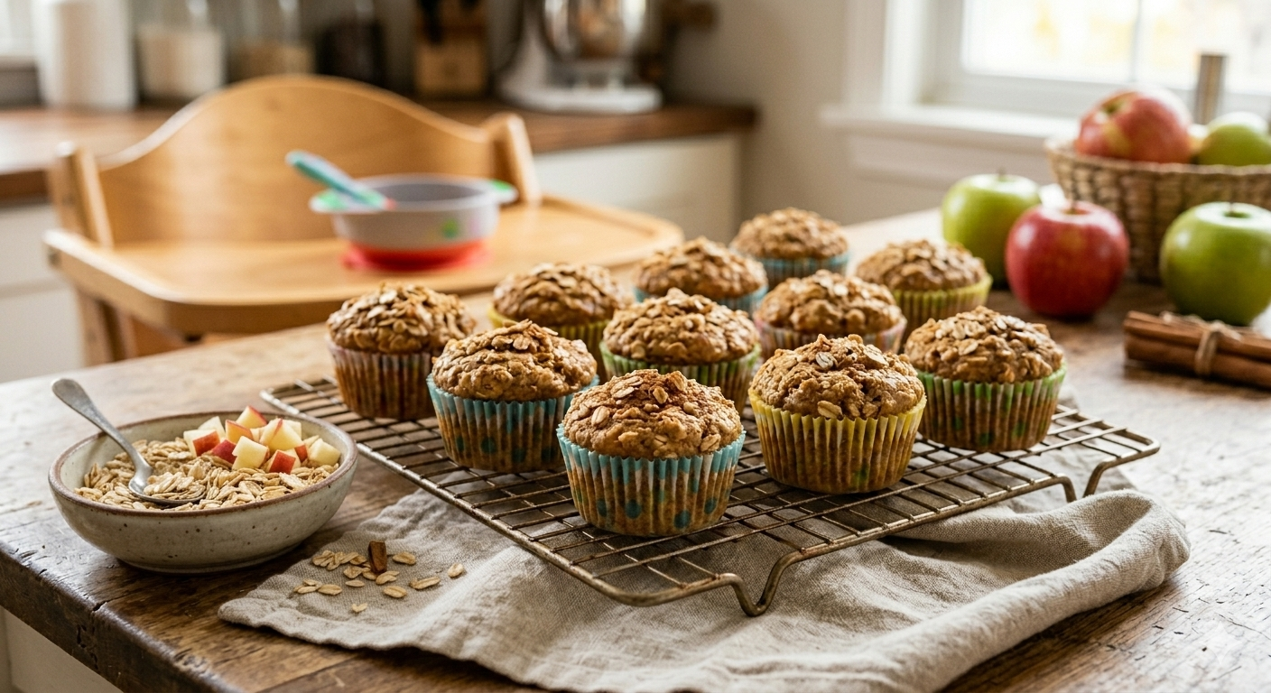 Apple cinnamon toddler muffins fresh from the oven