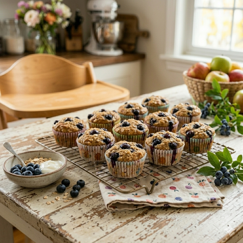 Blueberry yogurt toddler muffins packed with antioxidants