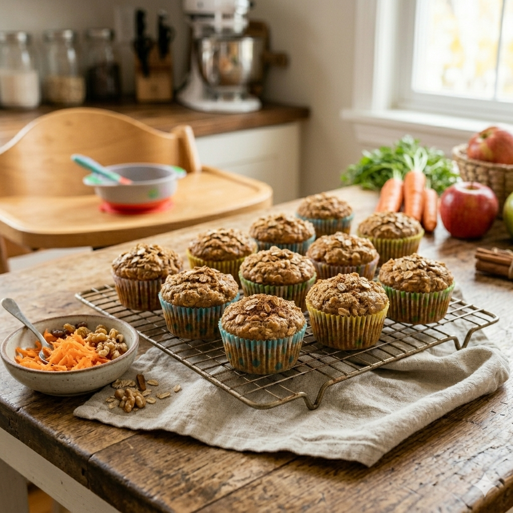 Healthy carrot toddler muffins with hidden vegetables