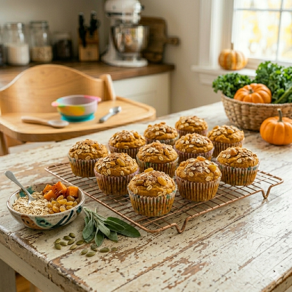 Pumpkin toddler muffins spiced and freezer friendly