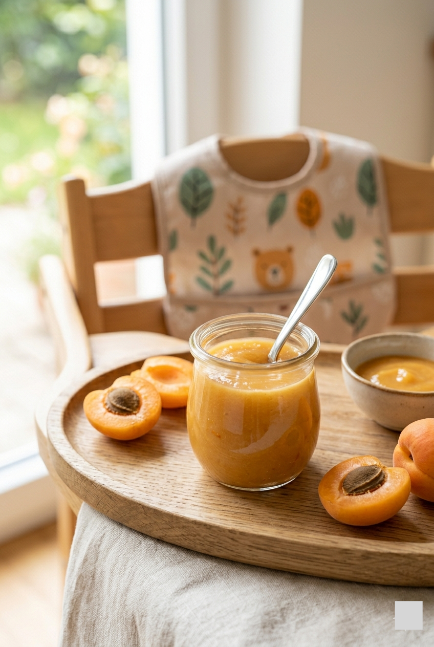 Apricot puree for baby serving