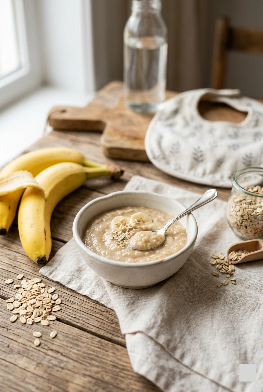 Oatmeal banana puree for infants