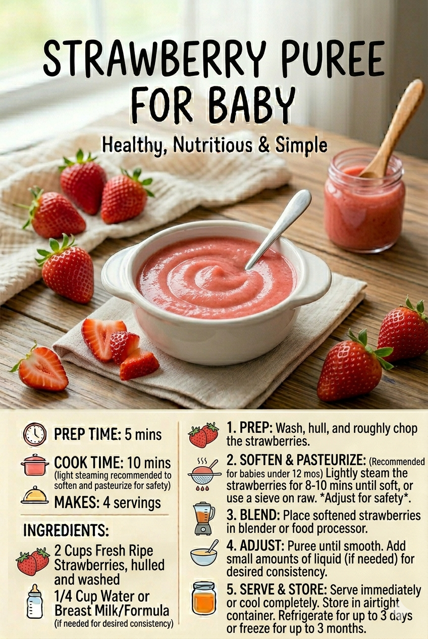Organic strawberry puree baby food