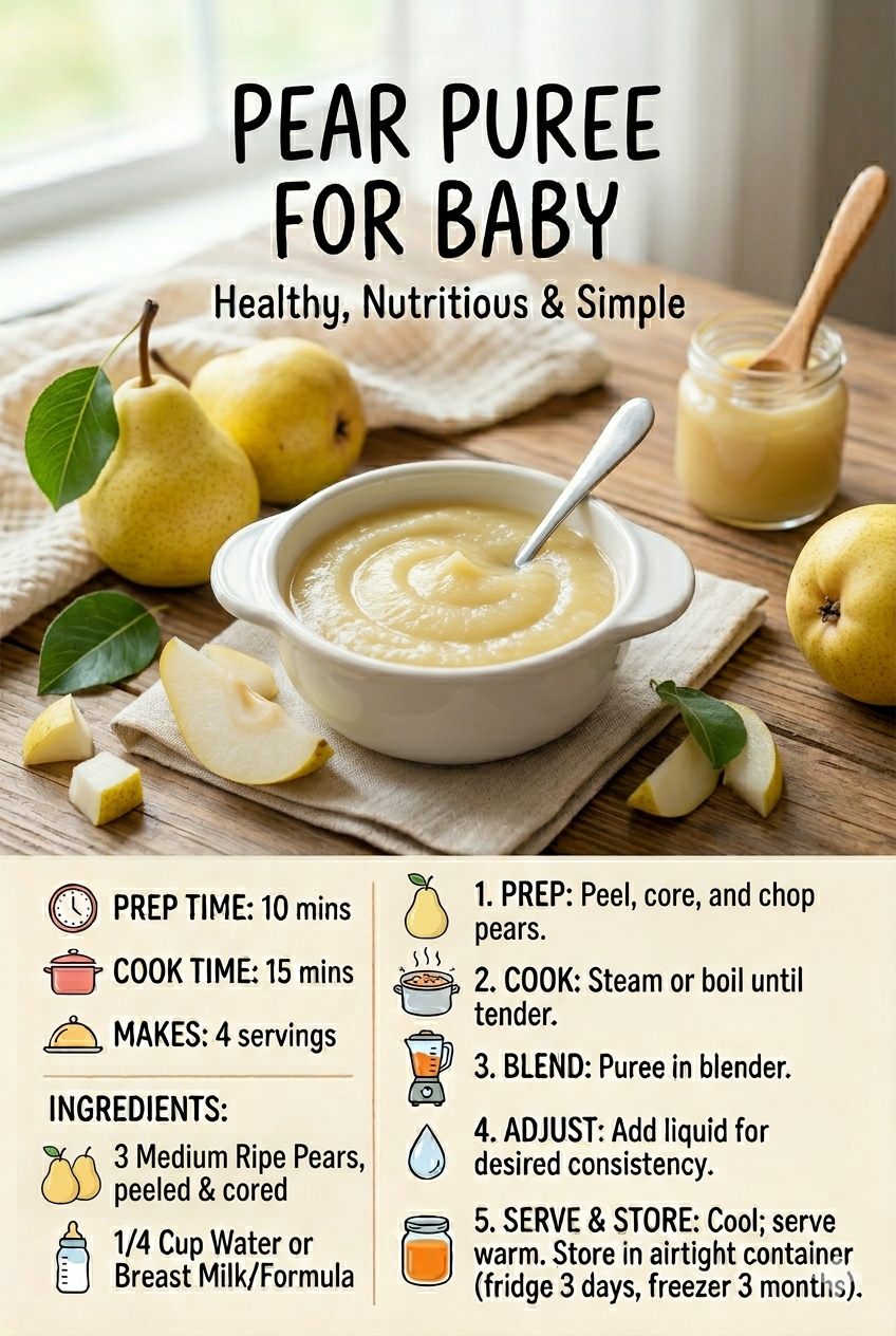 Smooth pear puree for baby recipe