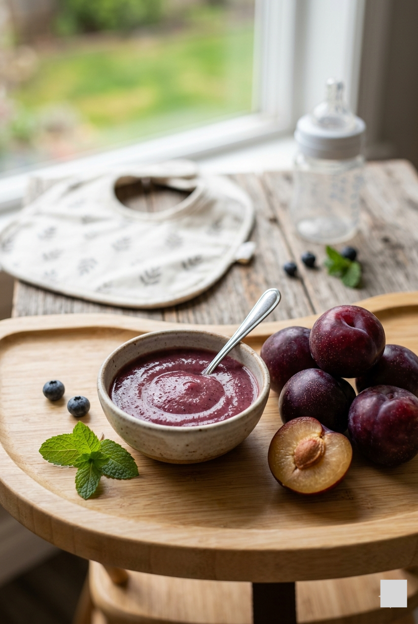 Plum puree for baby food