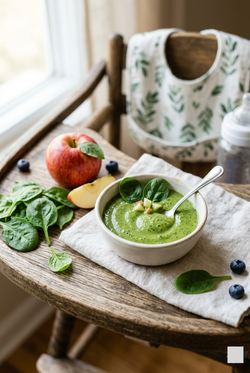 Spinach apple baby puree blend