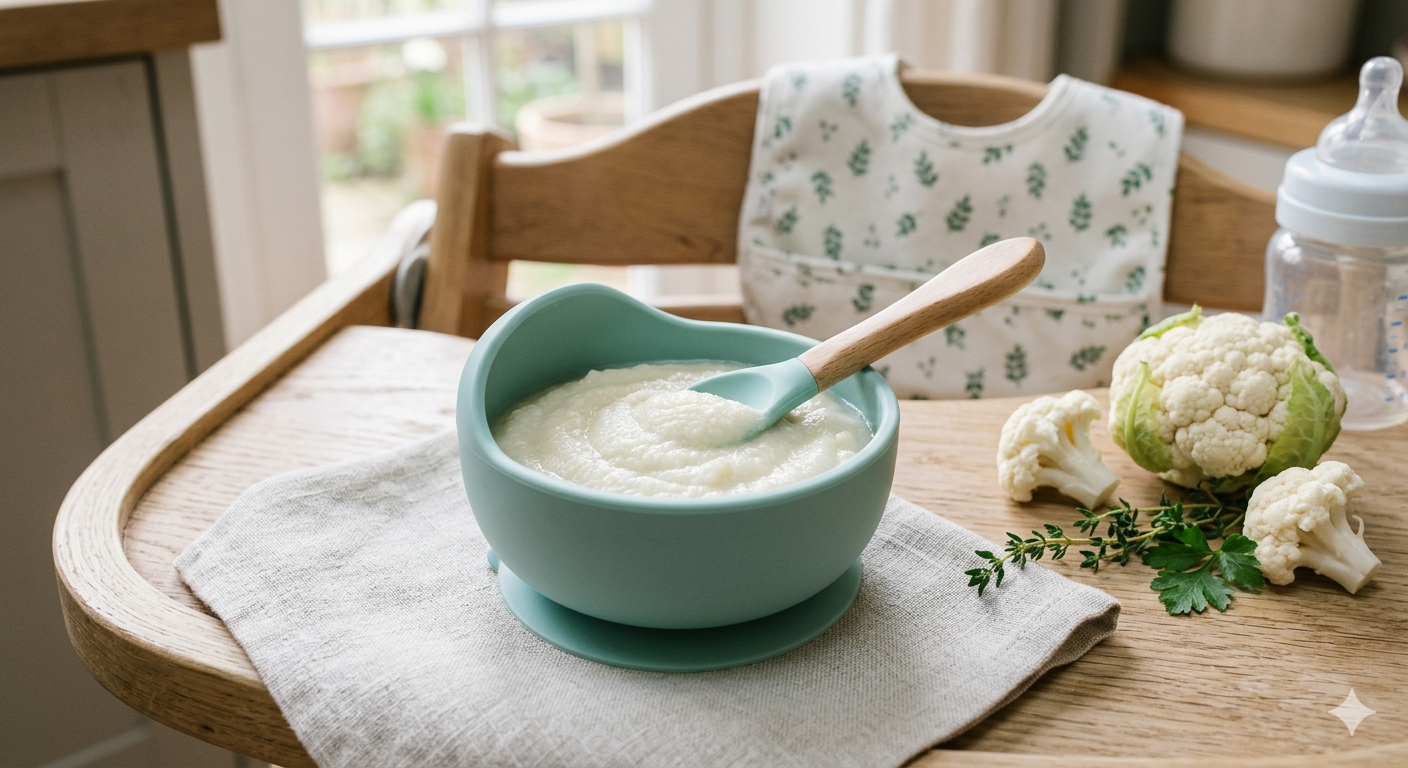 Wholesome cauliflower puree baby first food